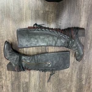 Freebird by Steven Coal Corset boots, below knee, women's size 9